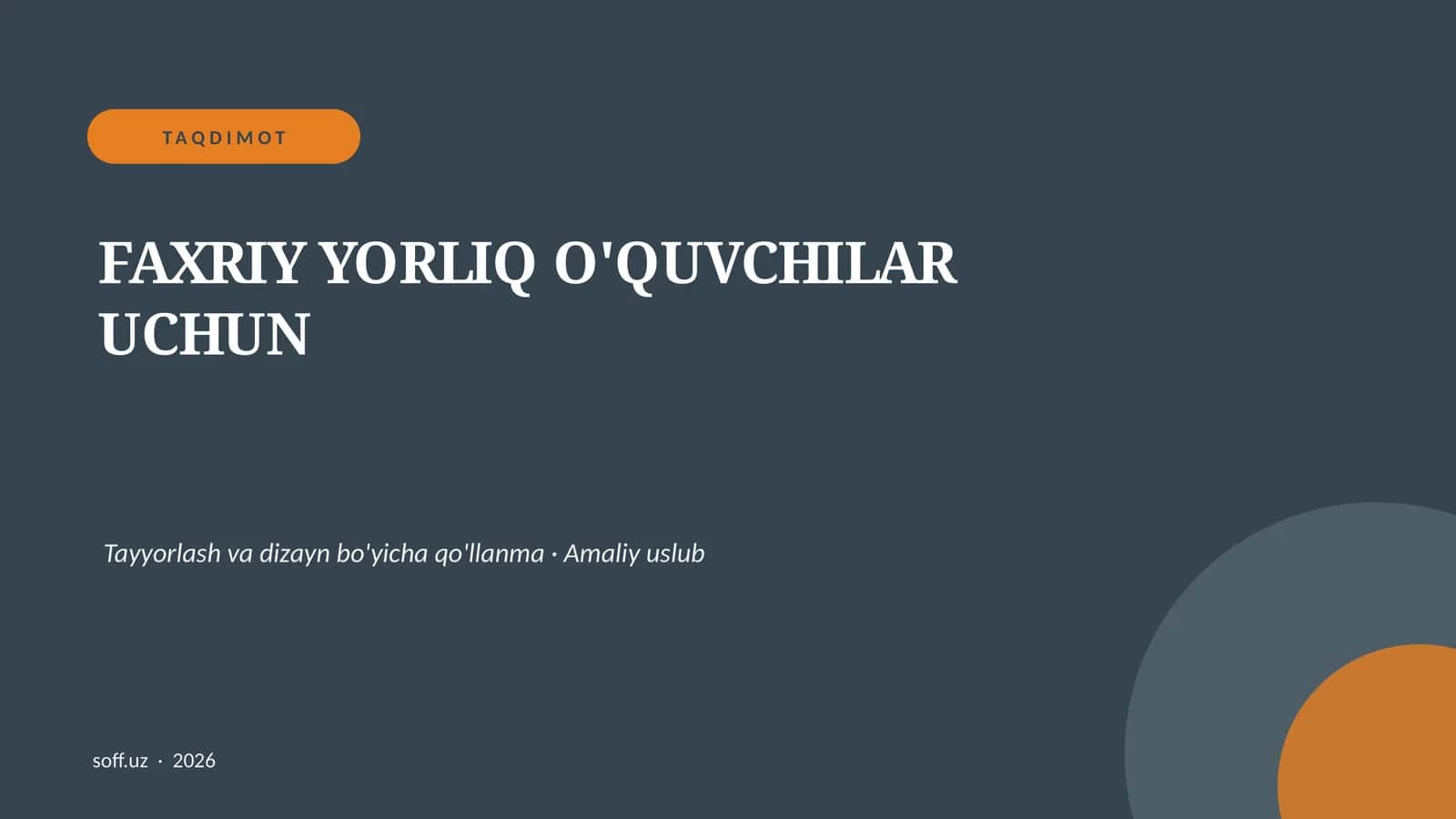 Faxriy Yorliq O'quvchilar Uchun 1