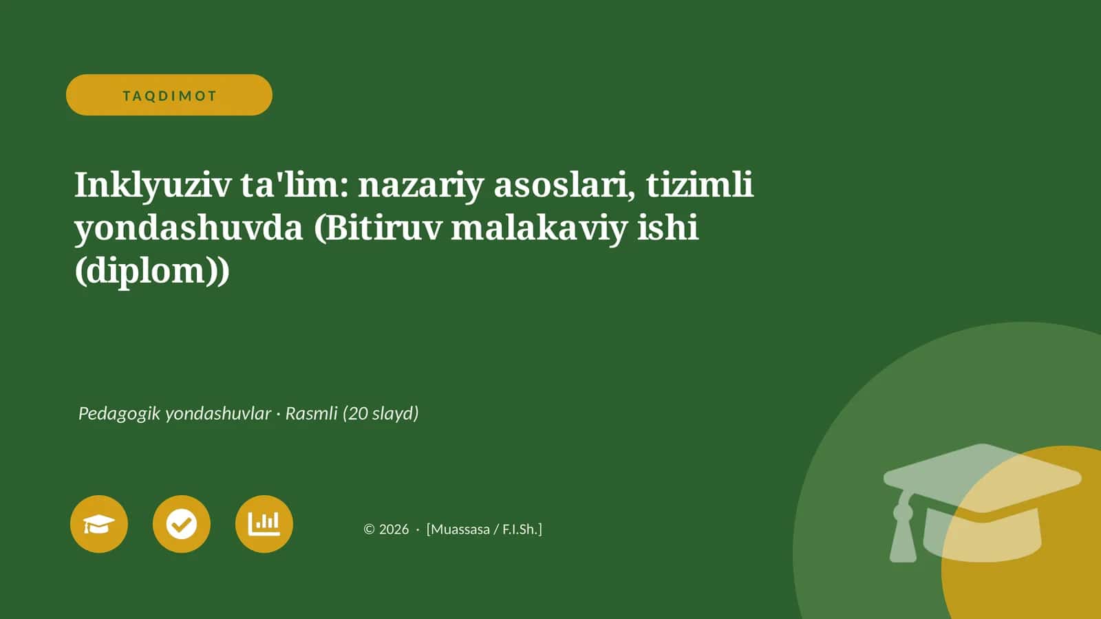 Inklyuziv ta'lim: nazariy asoslari, tizimli yondashuvda (Bitiruv malakaviy ishi (diplom)) 1