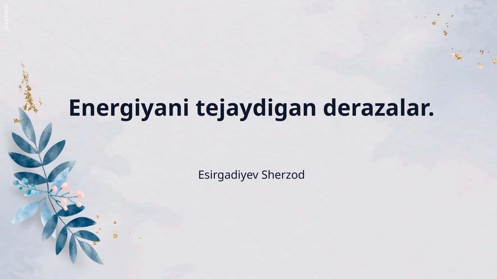Energiyani tejaydigan derazalar. 1