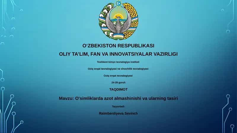 O'simliklarda azot almashinishi va ularning tasiri 1