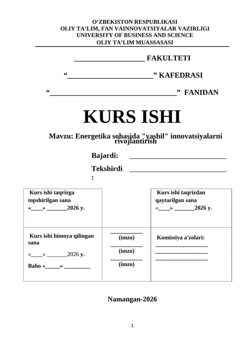 Energetika sohasida "yashil" innovatsiyalarni rivojlantirish 1