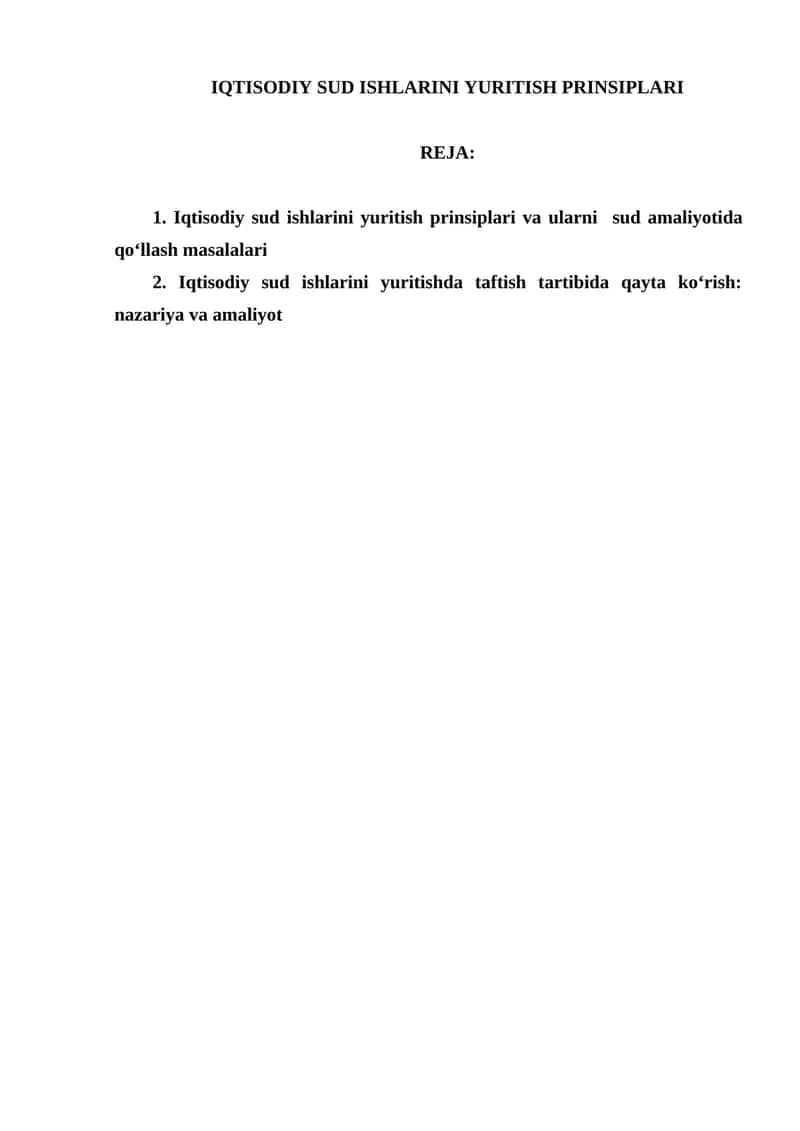 IQTISODIY SUD ISHLARINI YURITISH PRINSIPLARI 1