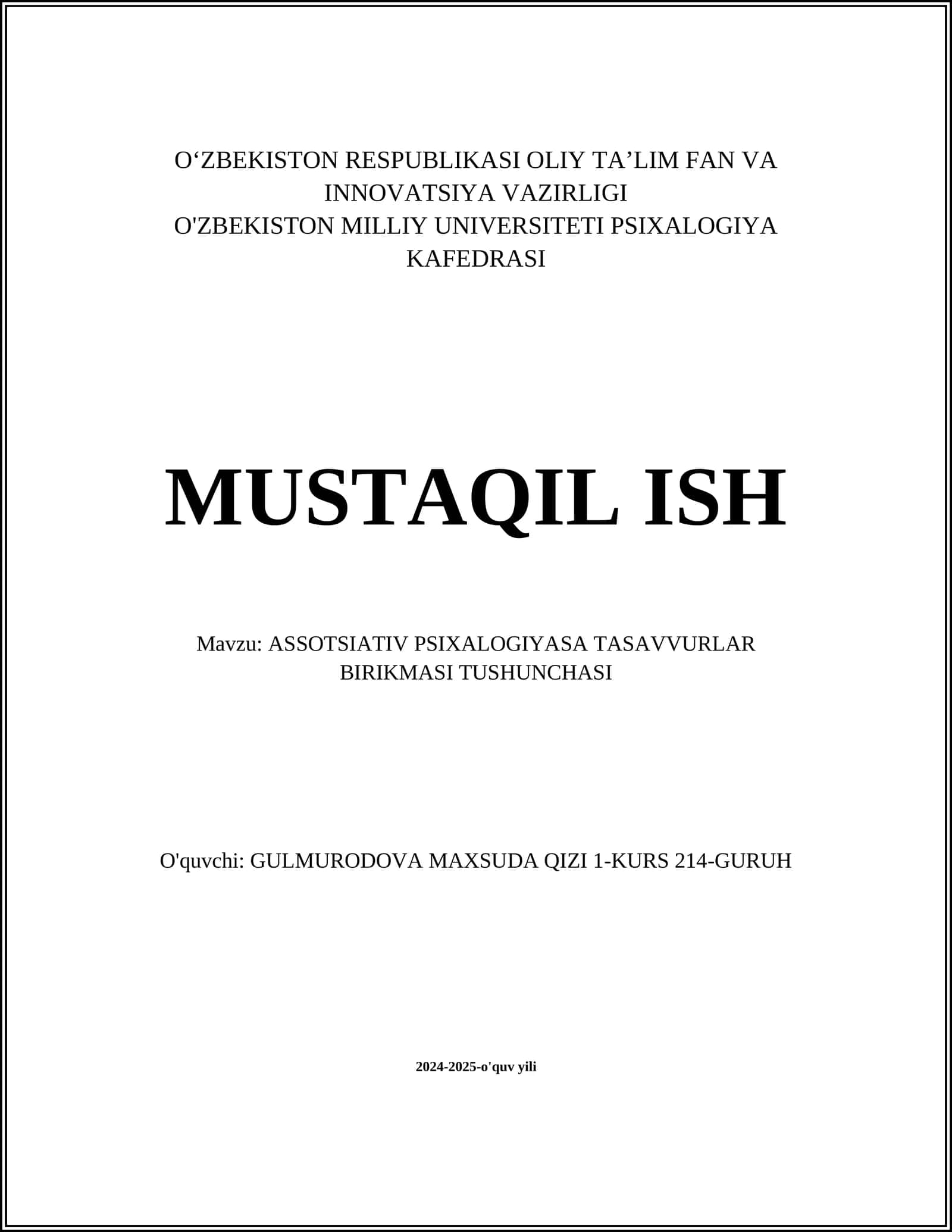 ASSOTSIATIV PSIXALOGIYASA TASAVVURLAR BIRIKMASI TUSHUNCHASI 1