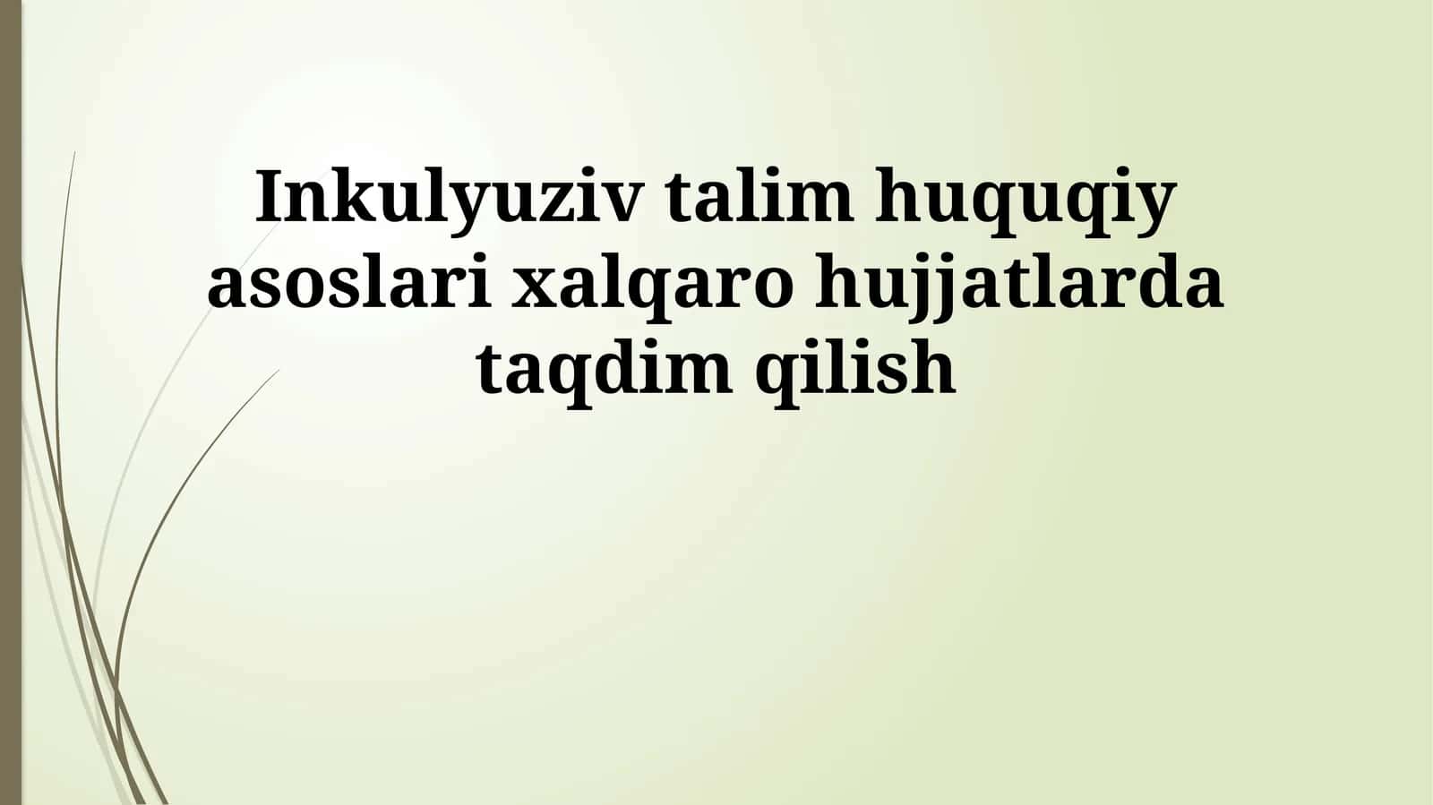 Inkulyuziv talim huquqiy asoslari xalqaro hujjatlarda taqdim qilish 1