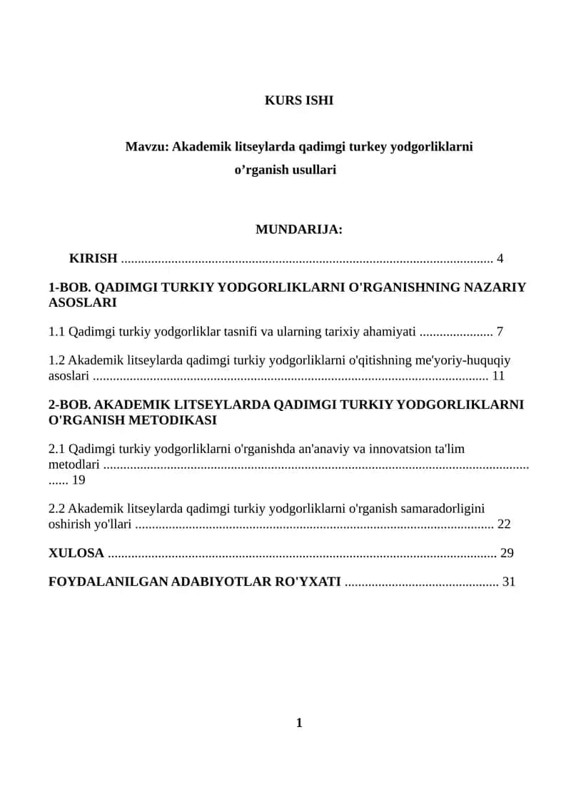 Akademik Litseylarda Qadimgi Turkiy Yodgorliklarni O'rganish Usullari 1