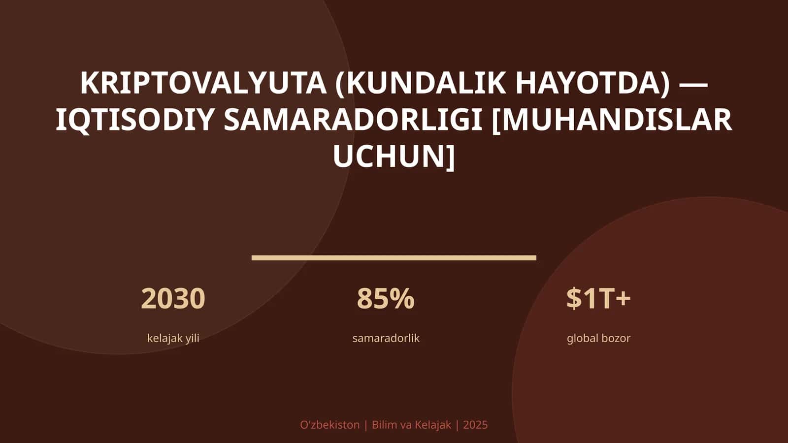 KRIPTOVALYUTA (KUNDALIK HAYOTDA) — IQTISODIY SAMARADORLIGI [MUHANDISLAR UCHUN] 1