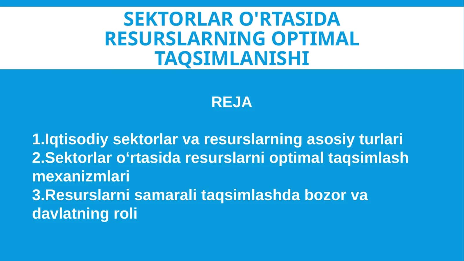 Sektorlar o'rtasida resurslarning optimal taqsimlanishi 1