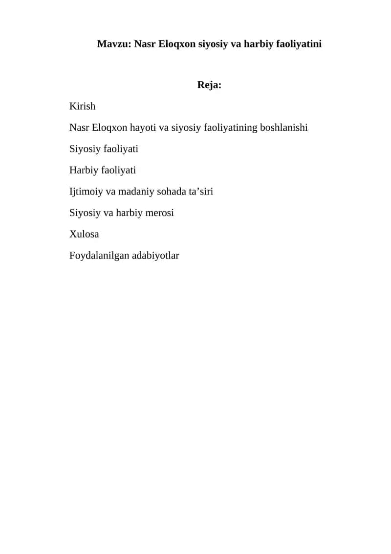 Nasr Eloqxon siyosiy va harbiy faoliyatini 1