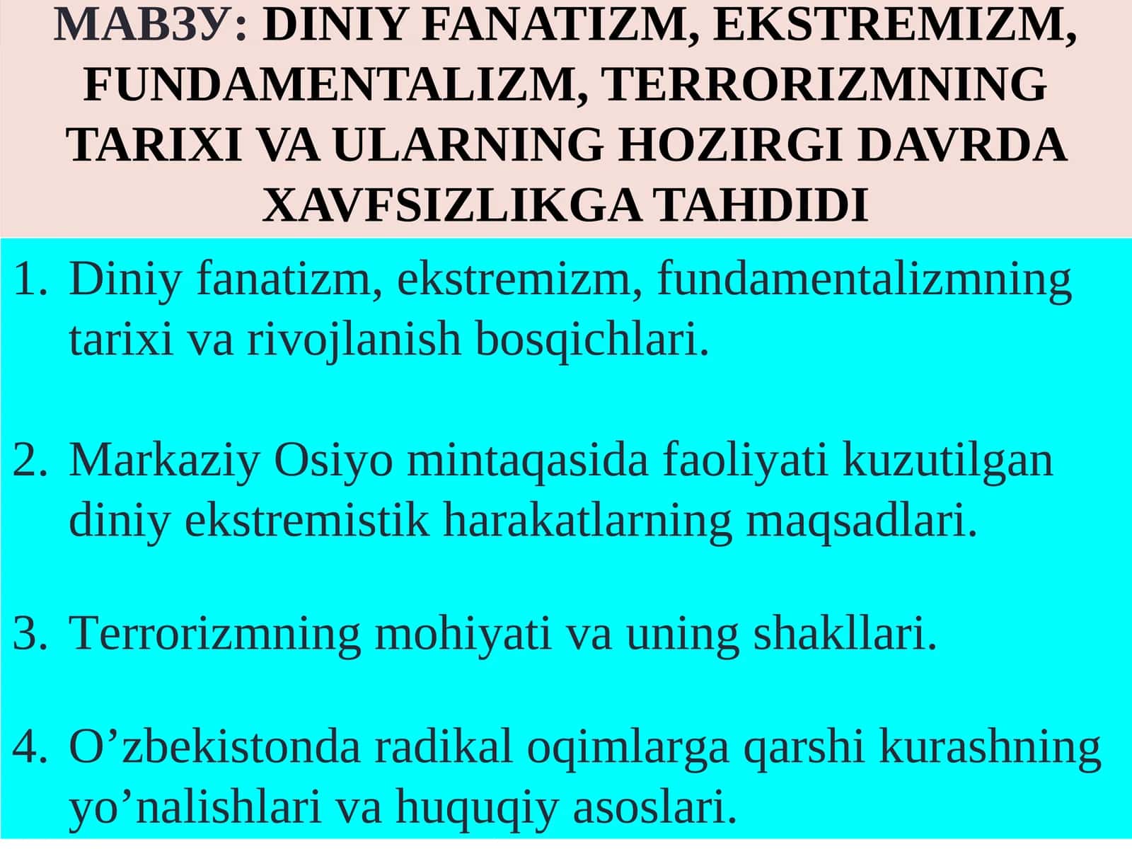 Diniy fanatizm, ekstremizm, fundamentalizm 1