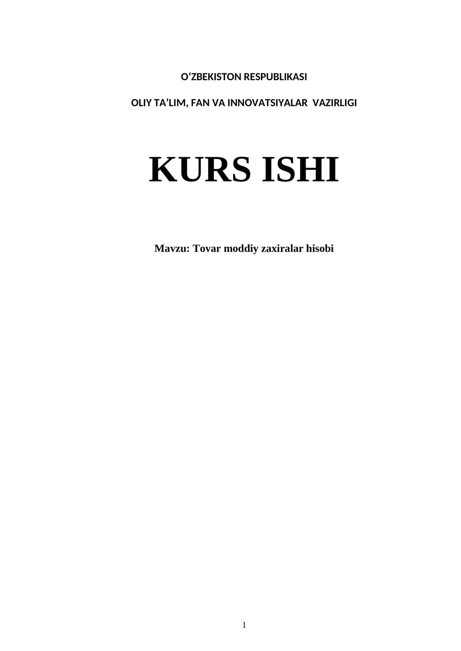 TOVAR MODDIY ZAXIRALAR HISOBI 1