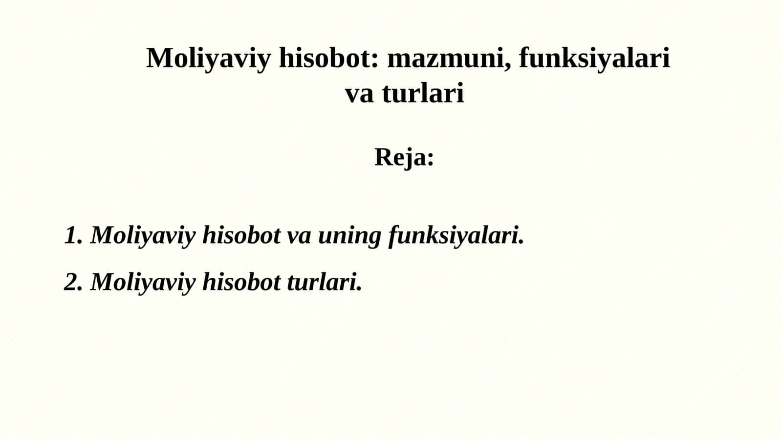 Moliyaviy hisobotning funksiyalari 1