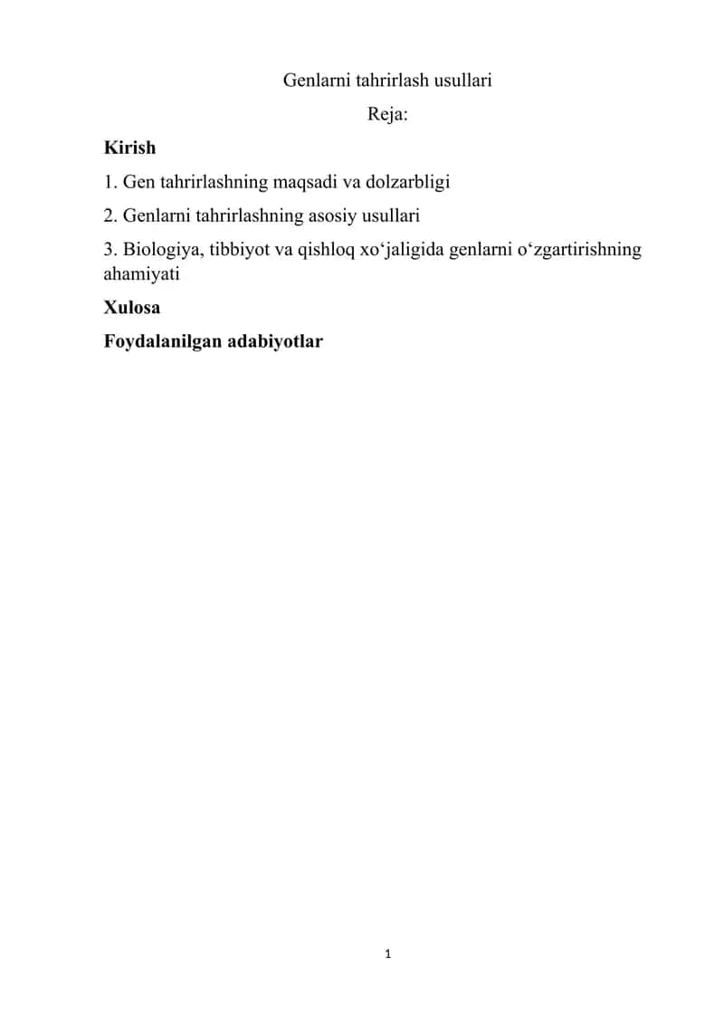 Genlarni tahrirlash usullari 1