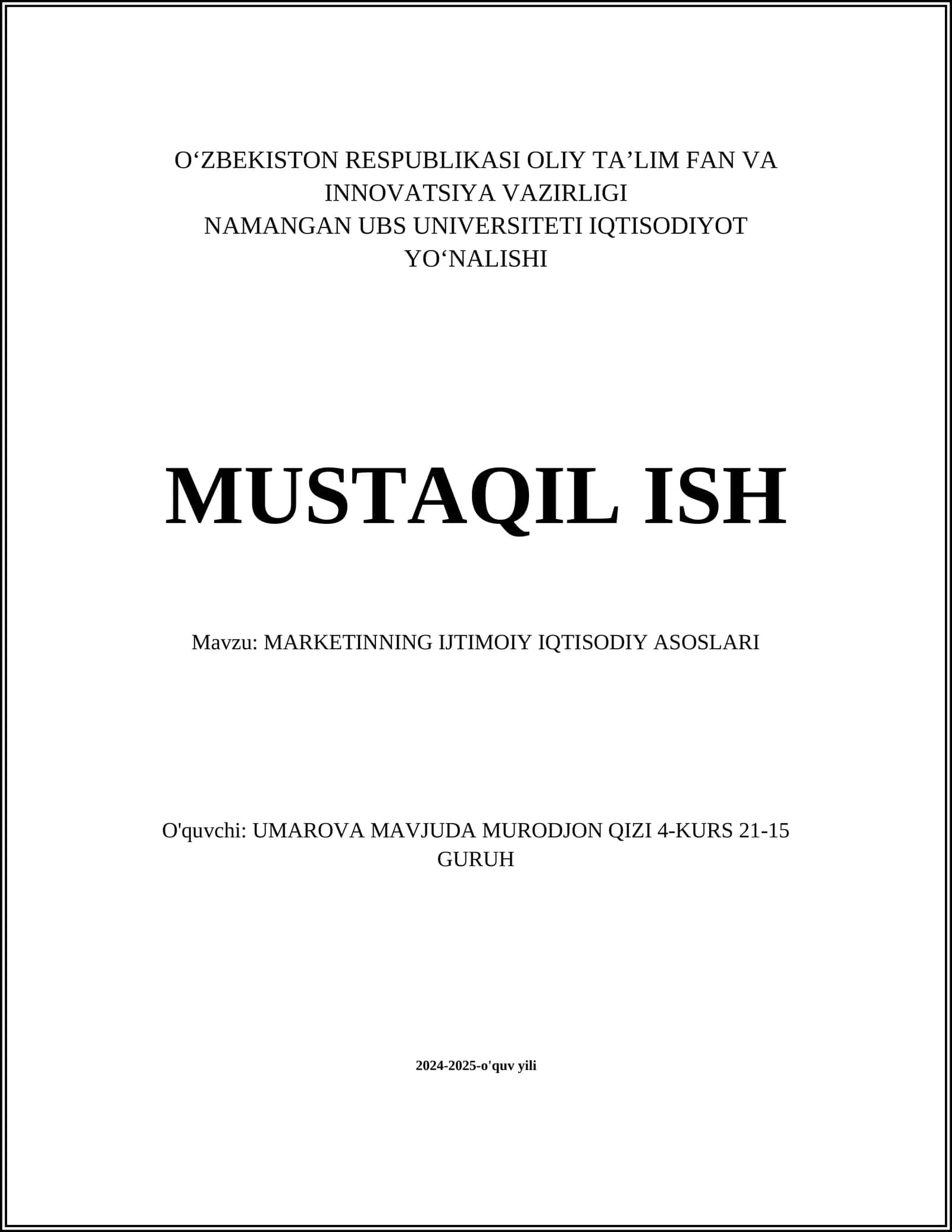 MARKETINNING IJTIMOIY IQTISODIY ASOSLARI 1
