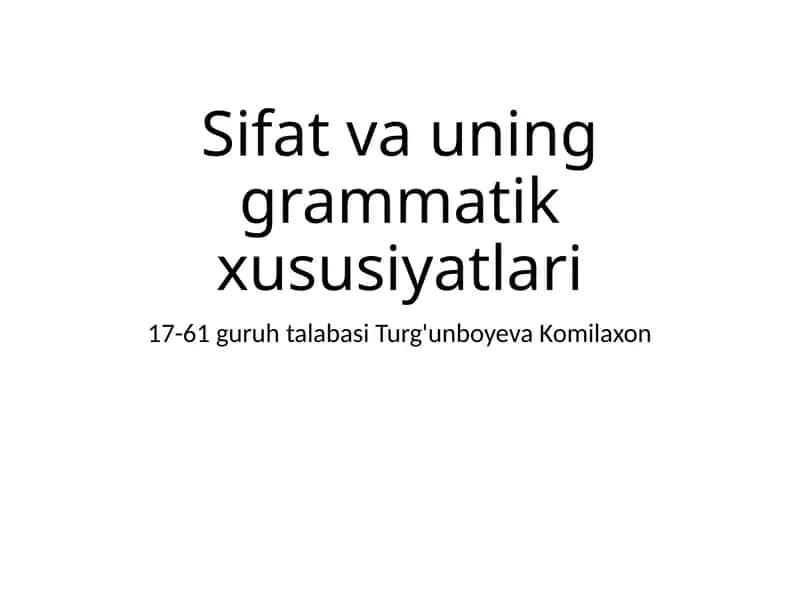 Sifat vauning grammatik xususiyatlari 1