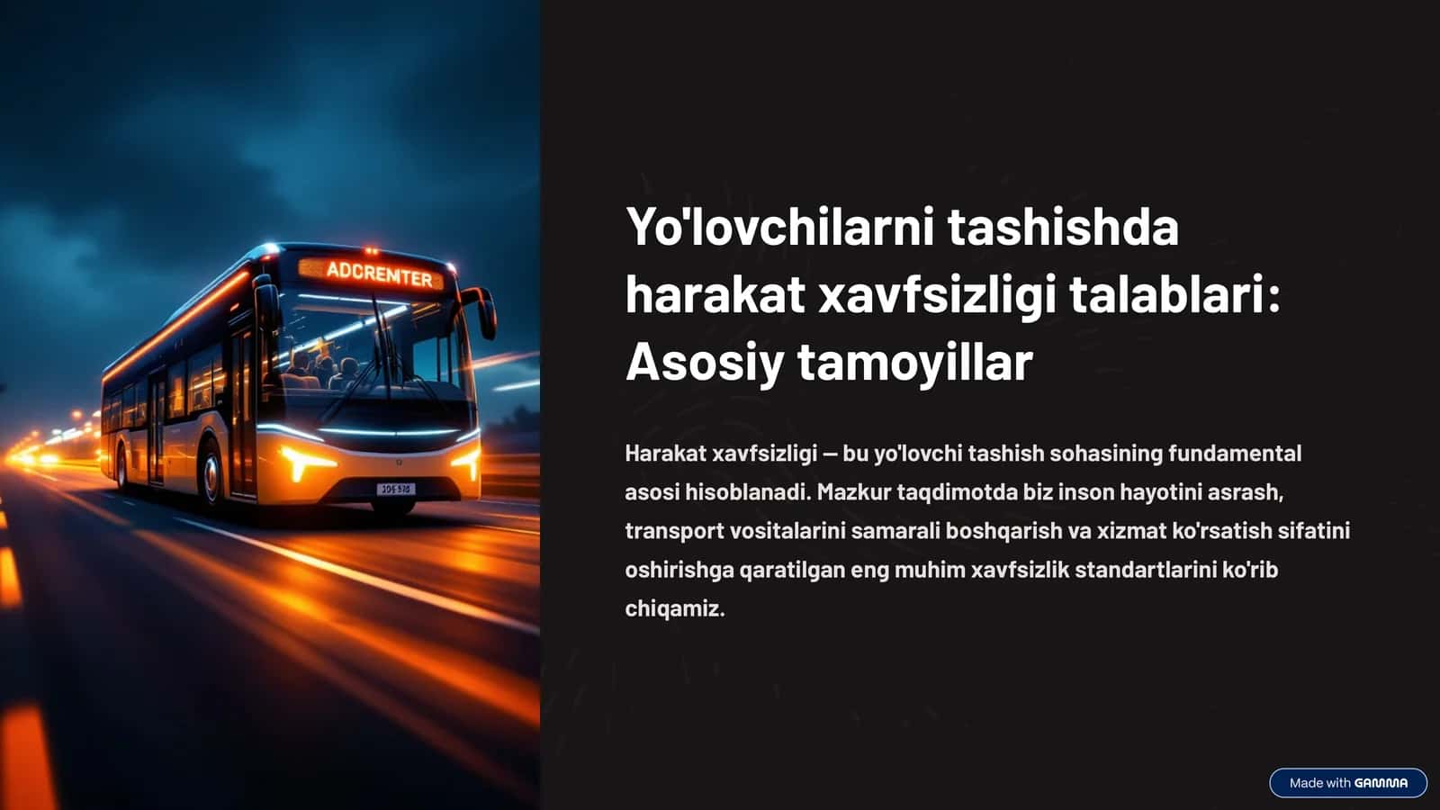 Harakat xavfsizligi talablari: Asosiy tamoyillar 1