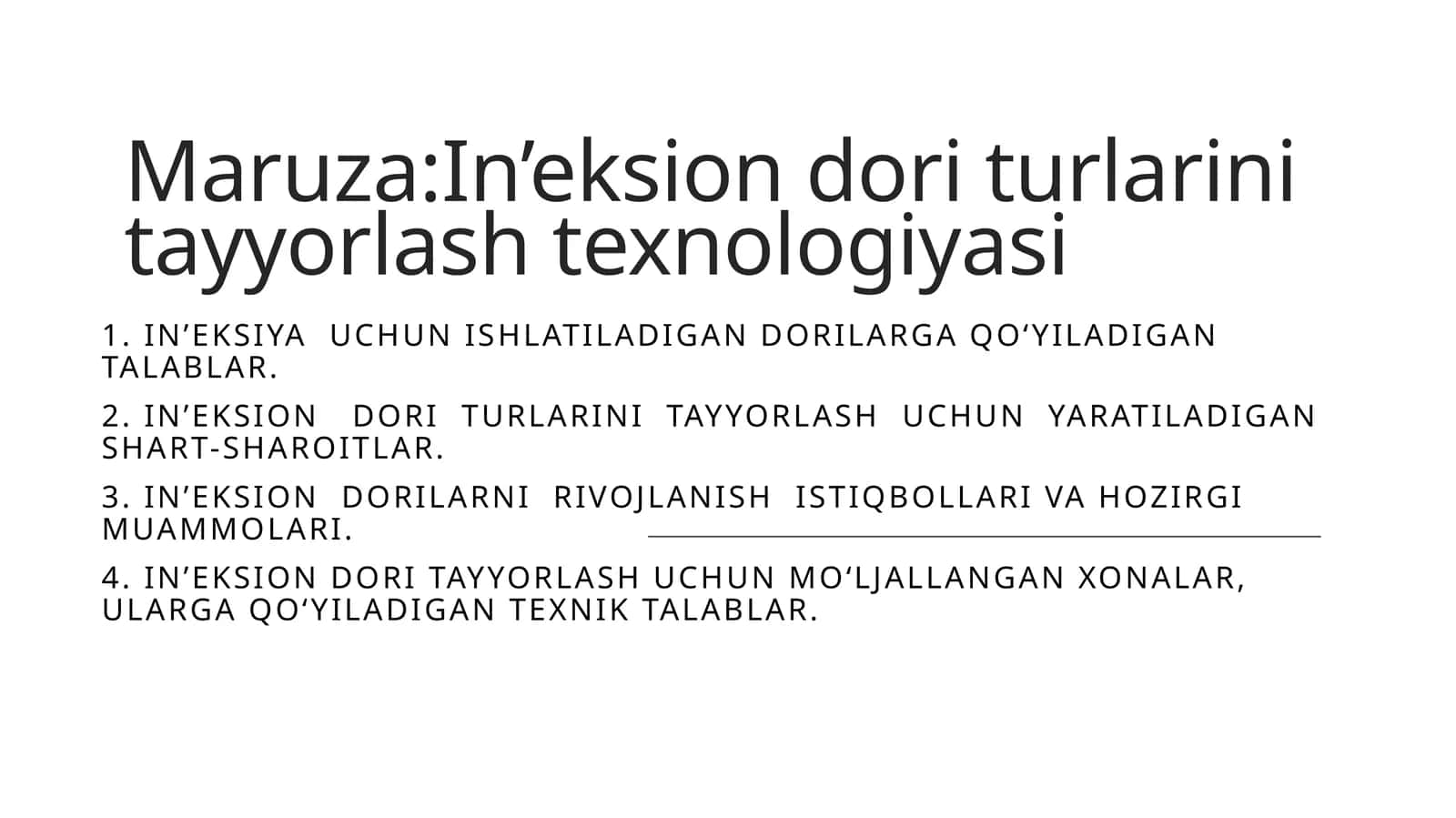 In’eksion dori turlarini tayyorlash texnologiyasi 1