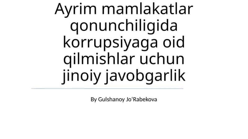 Korrupsiya va Jinoyat Javobgarligi 1