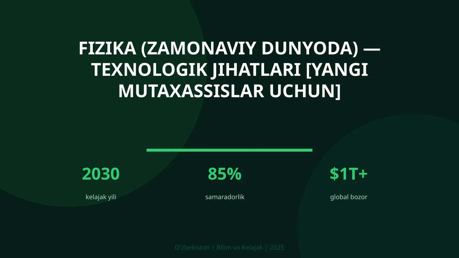 FIZIKA (ZAMONAVIY DUNYODA) — TEXNOLOGIK JIHATLARI [YANGI MUTAXASSISLAR UCHUN] 1