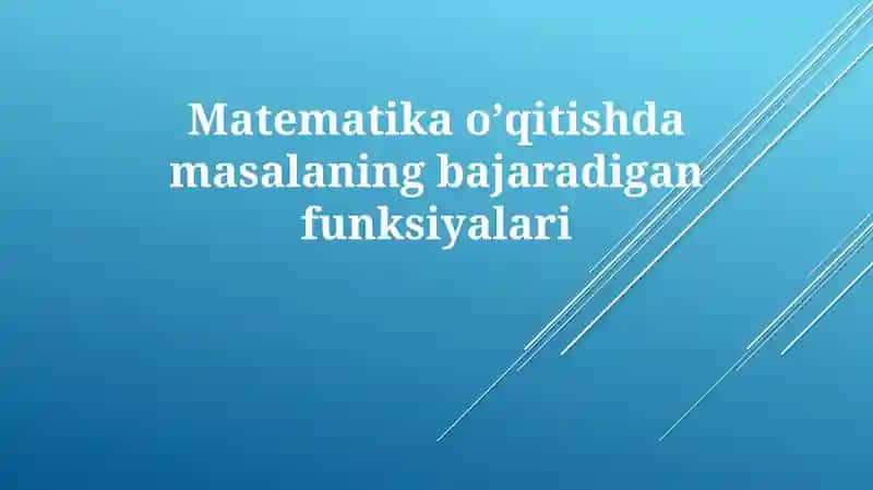 Matematik masalalar 1