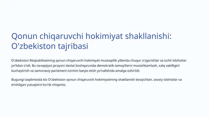 O'zbekiston qonun chiqaruvchi hokimiyati 1
