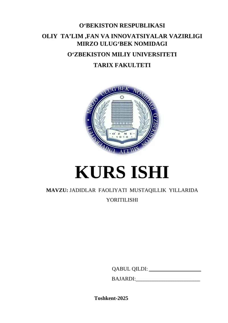 JADIDLAR FAOLIYATI MUSTAQILLIK YILLARIDA 1