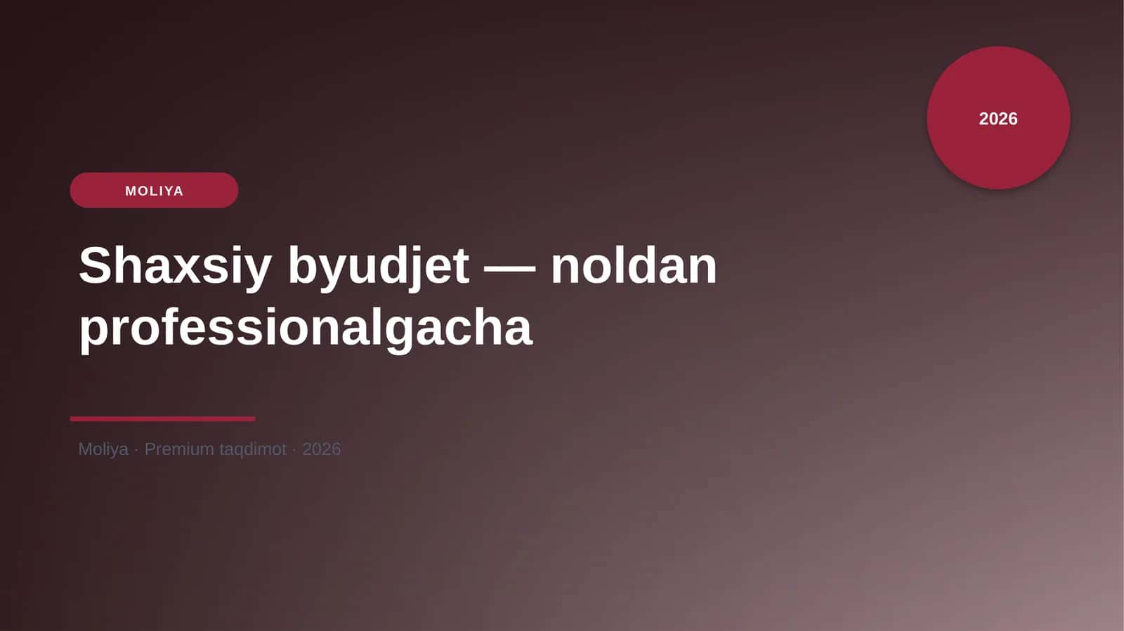 Shaxsiy byudjet — noldan professionalgacha 1