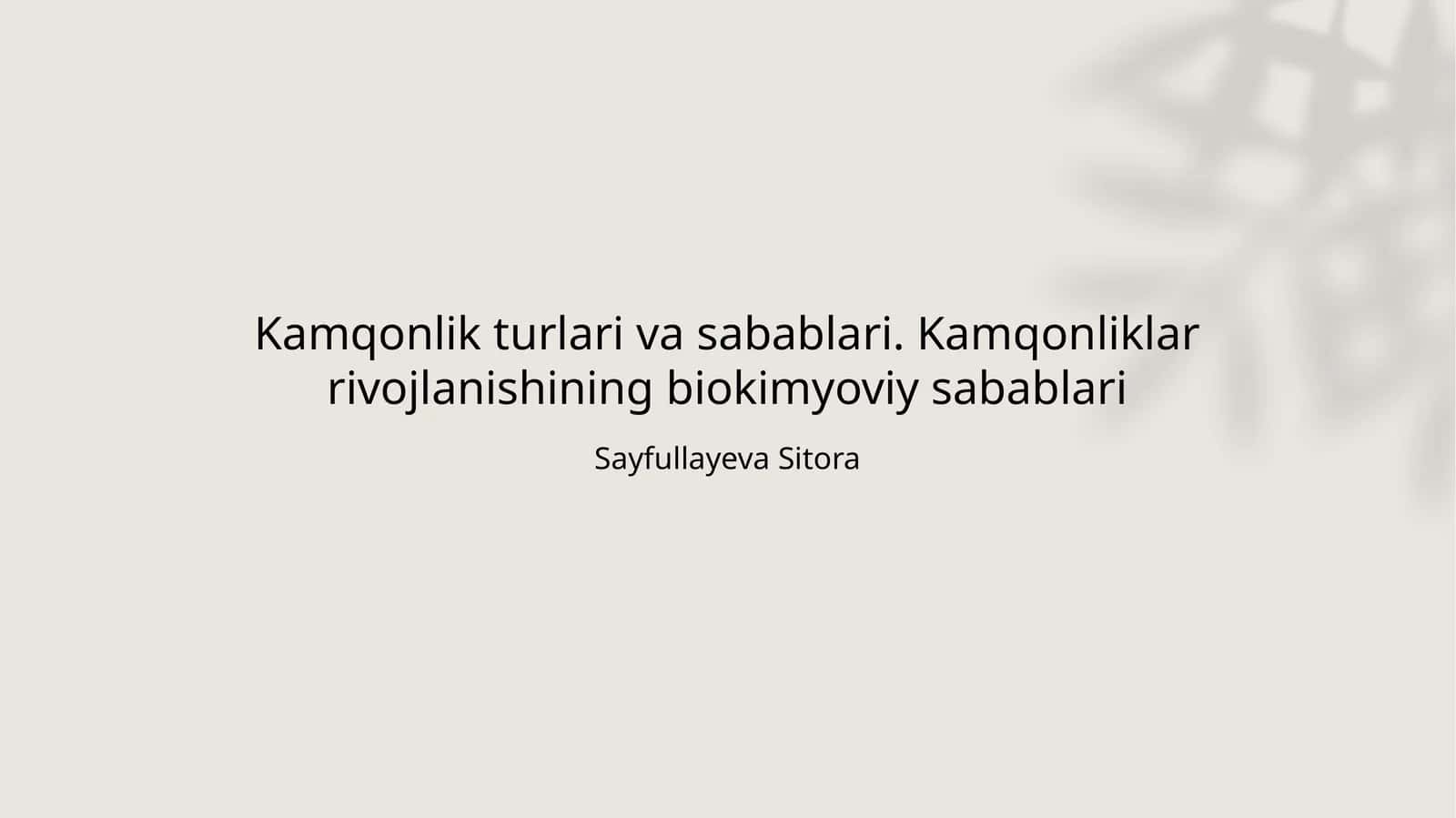 Kamqonlik turlari va sabablari. Kamqonliklar rivojlanishining biokimyoviy sabablari 1