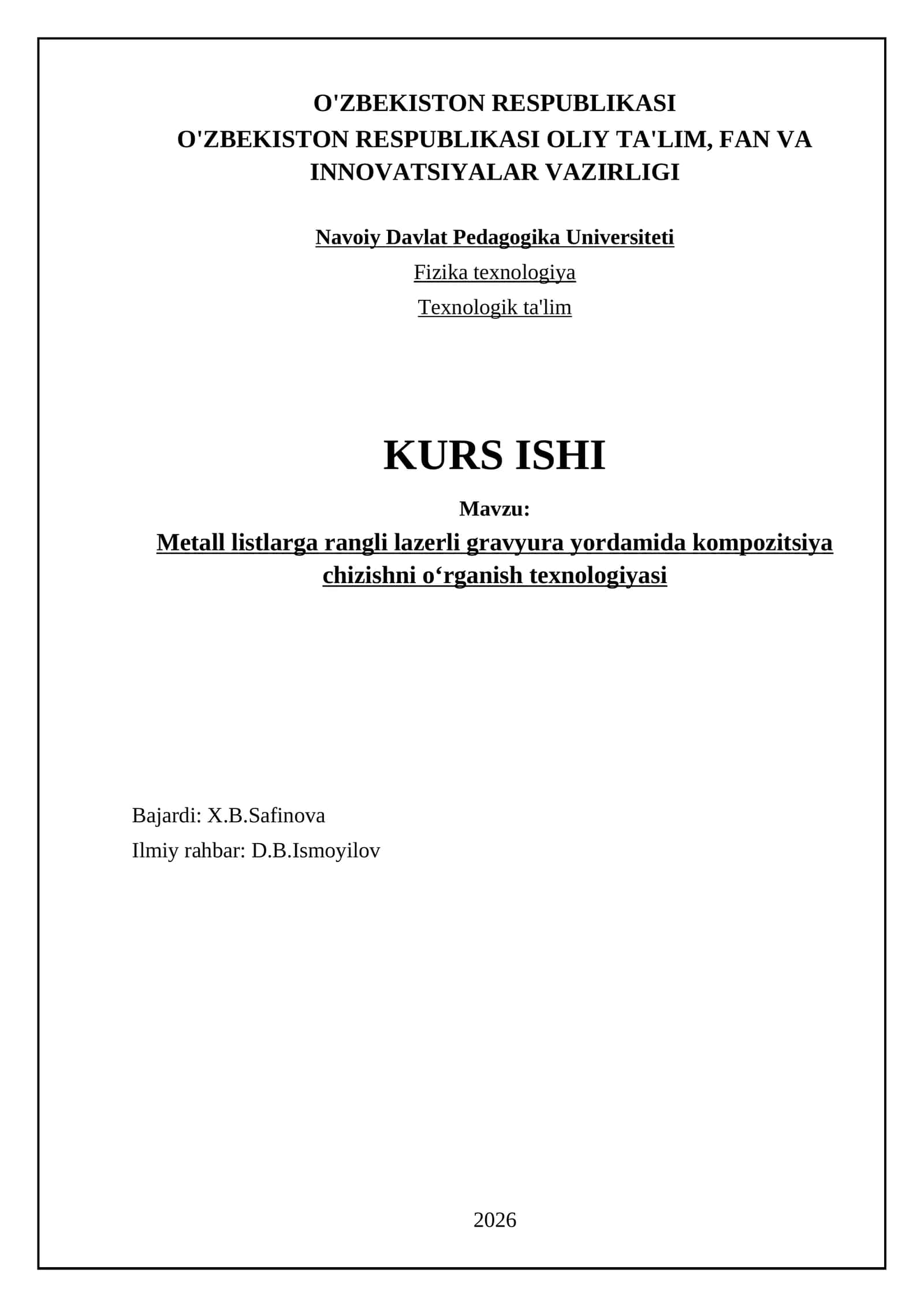 Metall listlarga rangli lazerli gravyura yordamida kompozitsiya chizishni oʻrganish texnologiyasi 1