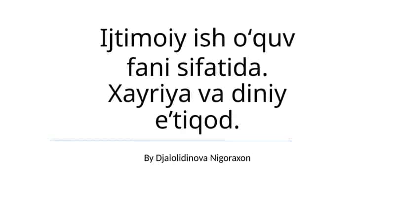 Xayriya va diniy eʼtiqod 1
