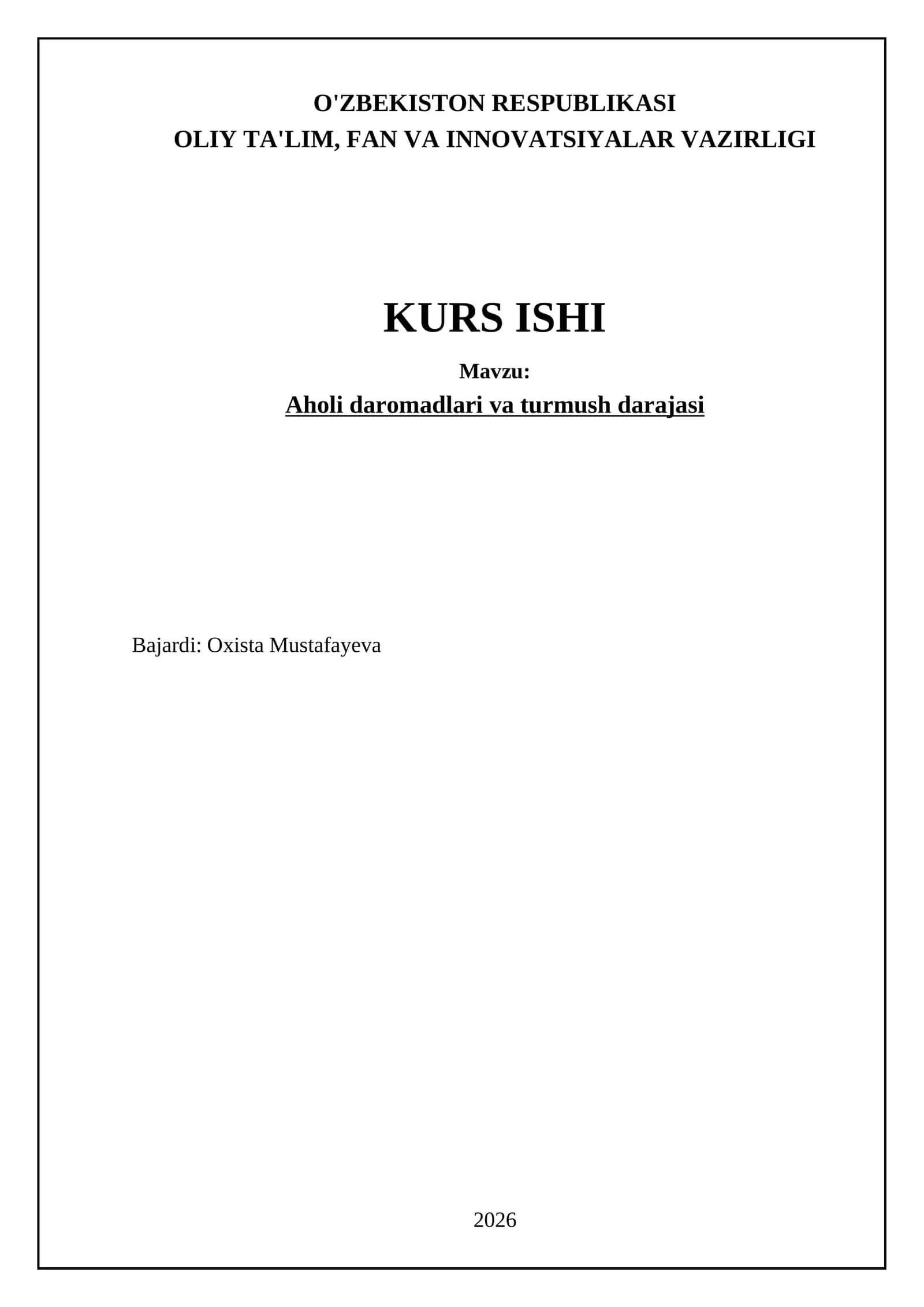 Aholi daromadlari va turmush darajasi 1