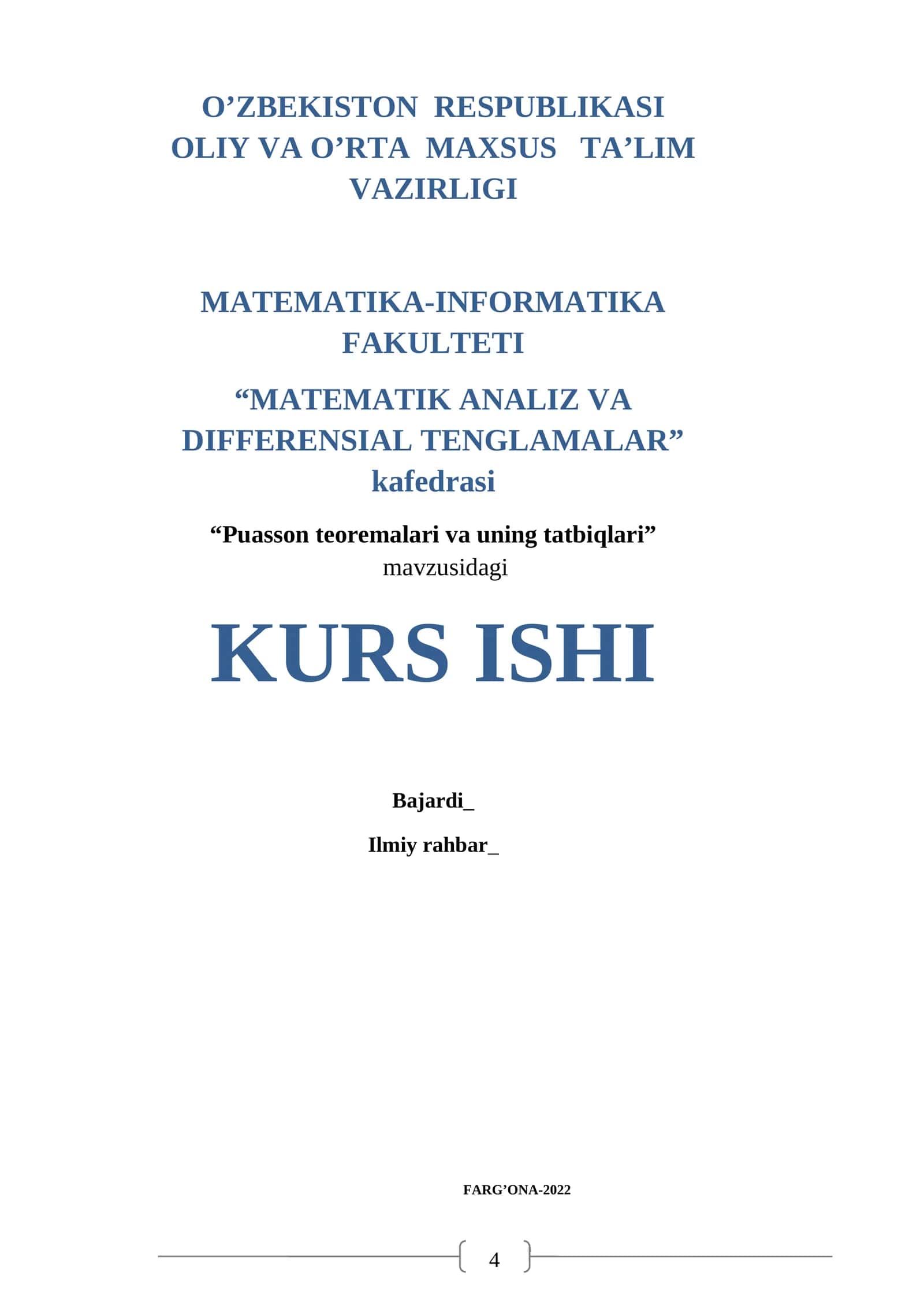 Puasson teoremalari va uning tatbiqlari 1