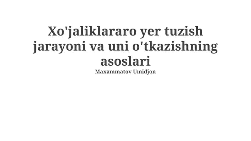 Yer boshqaruvining asoslari 1