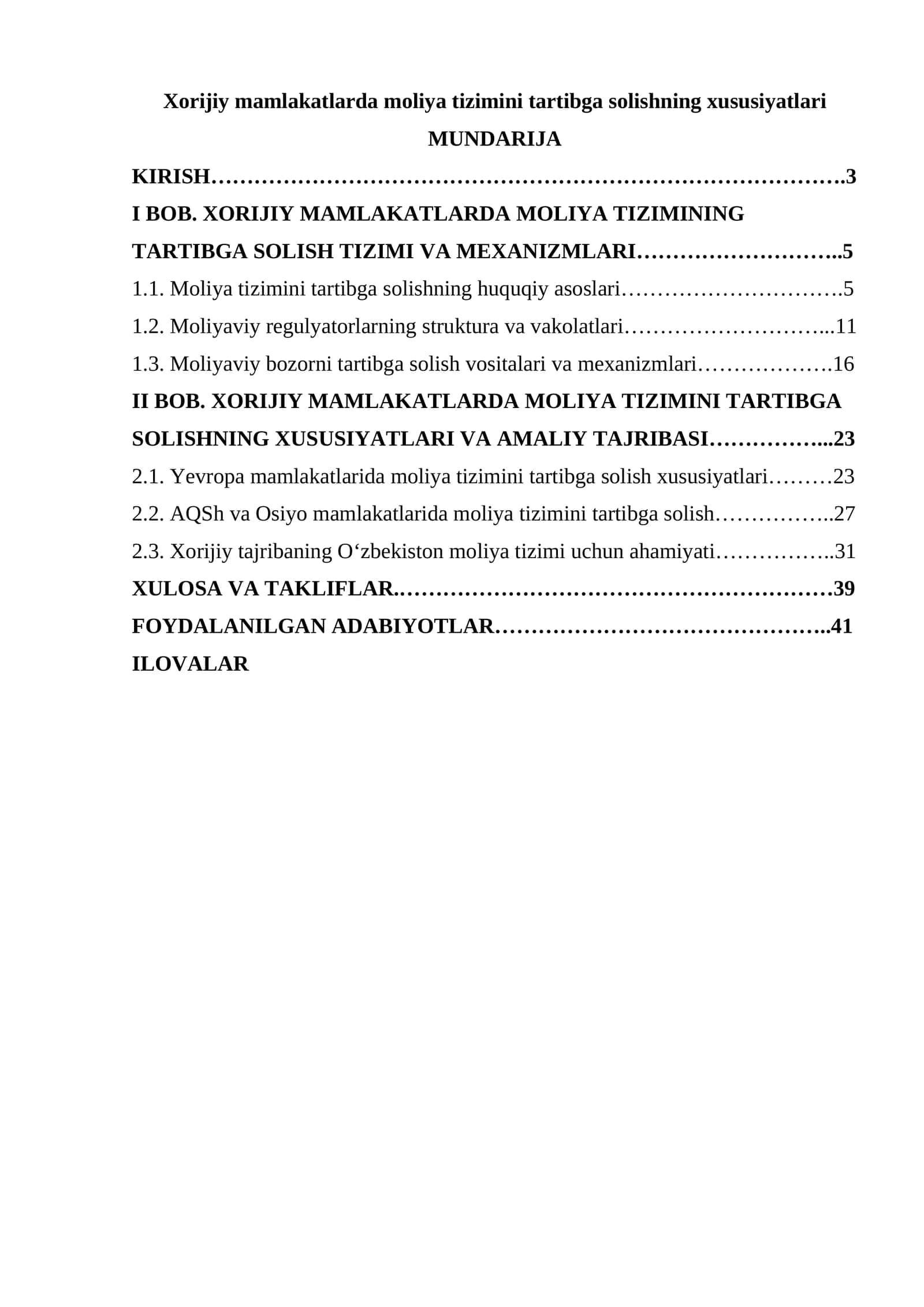 Xorijiy mamlakatlarda moliya tizimini tartibga solishning xususiyatlari 1