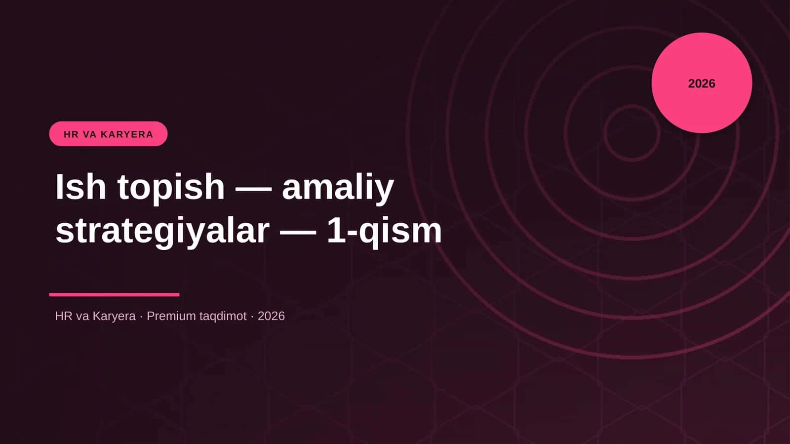 Ish topish — amaliy strategiyalar — 1-qism 1