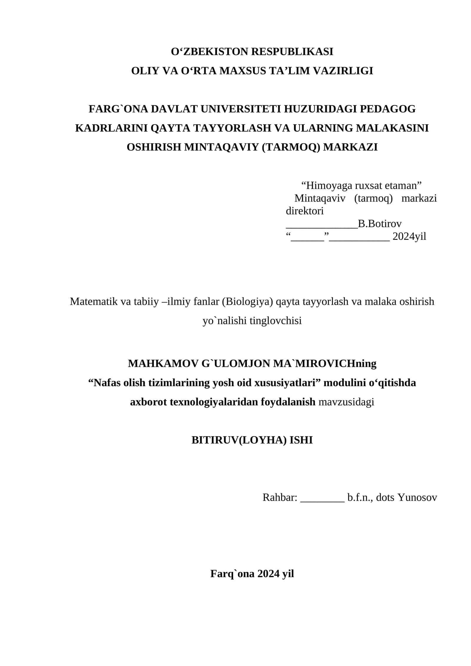 Nafas olish tizimlarining yosh oid xususiyatlari 1