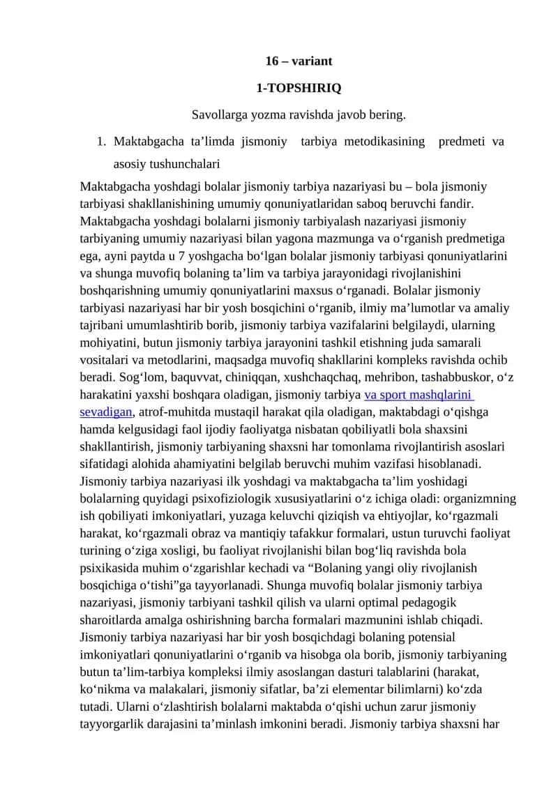 Maktabgacha ta’limda jismoniy tarbiya metodikasi 1