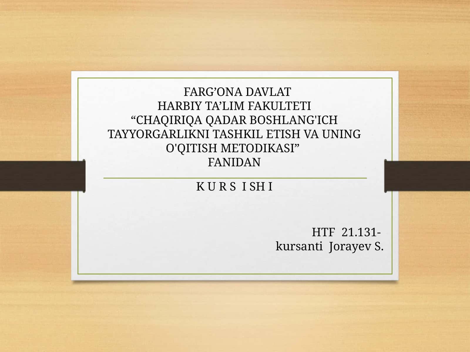 "O’zbekiston Respublikasi Qurolli kuchlarining Harbiy nizomlari" 1