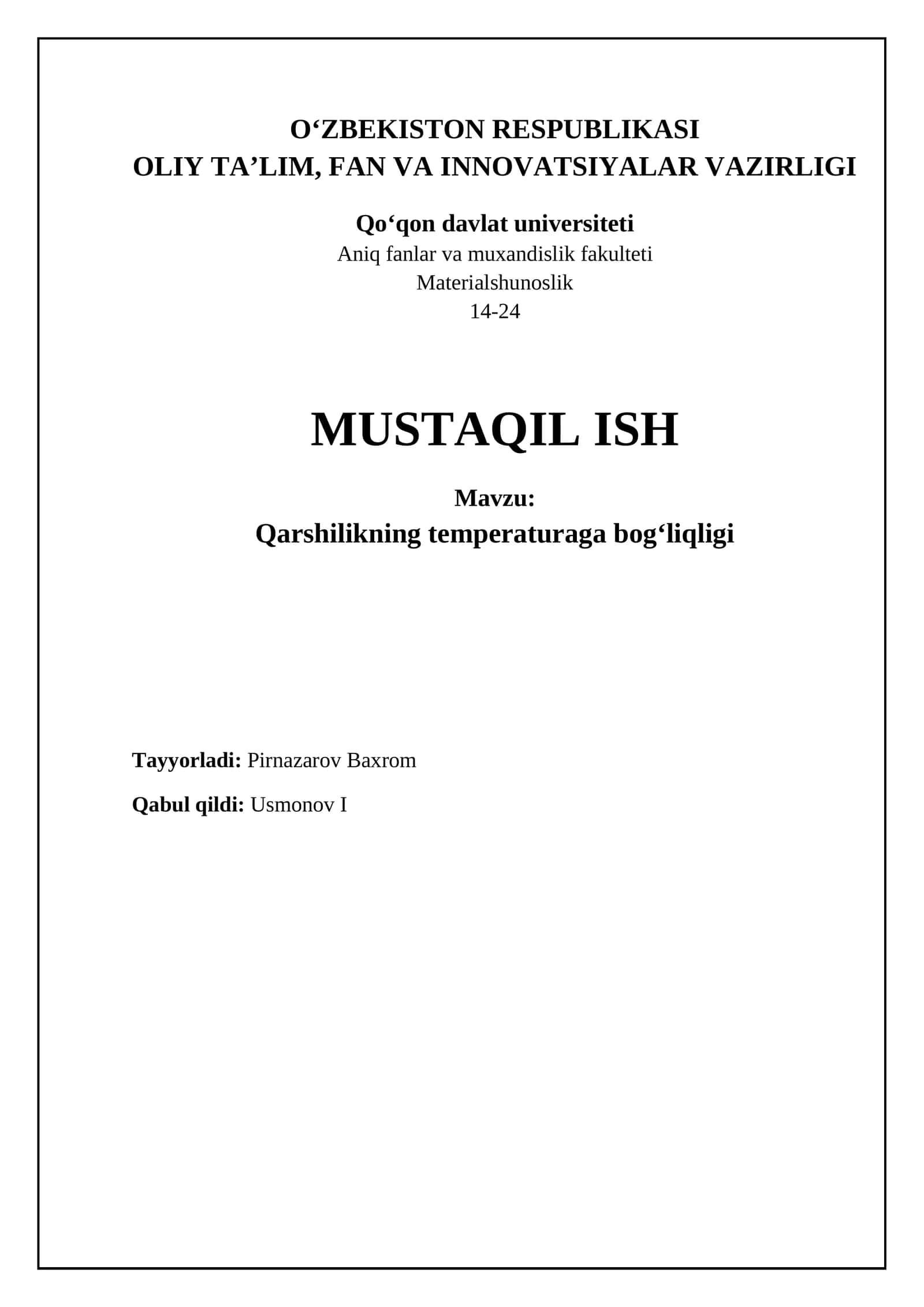 Qarshilikning haroratga bog'liqligi: Asoslar va xususiyatlar 1