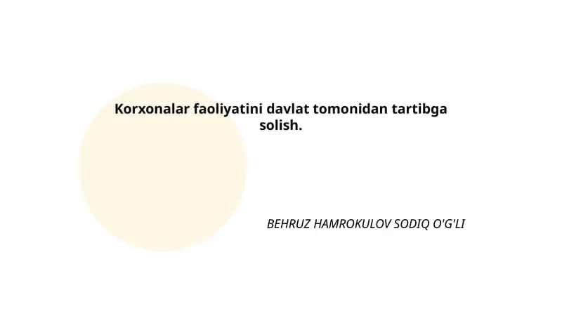 Davlat Tomonidan Korxonalar Faoliyatini Tartibga Solish 1