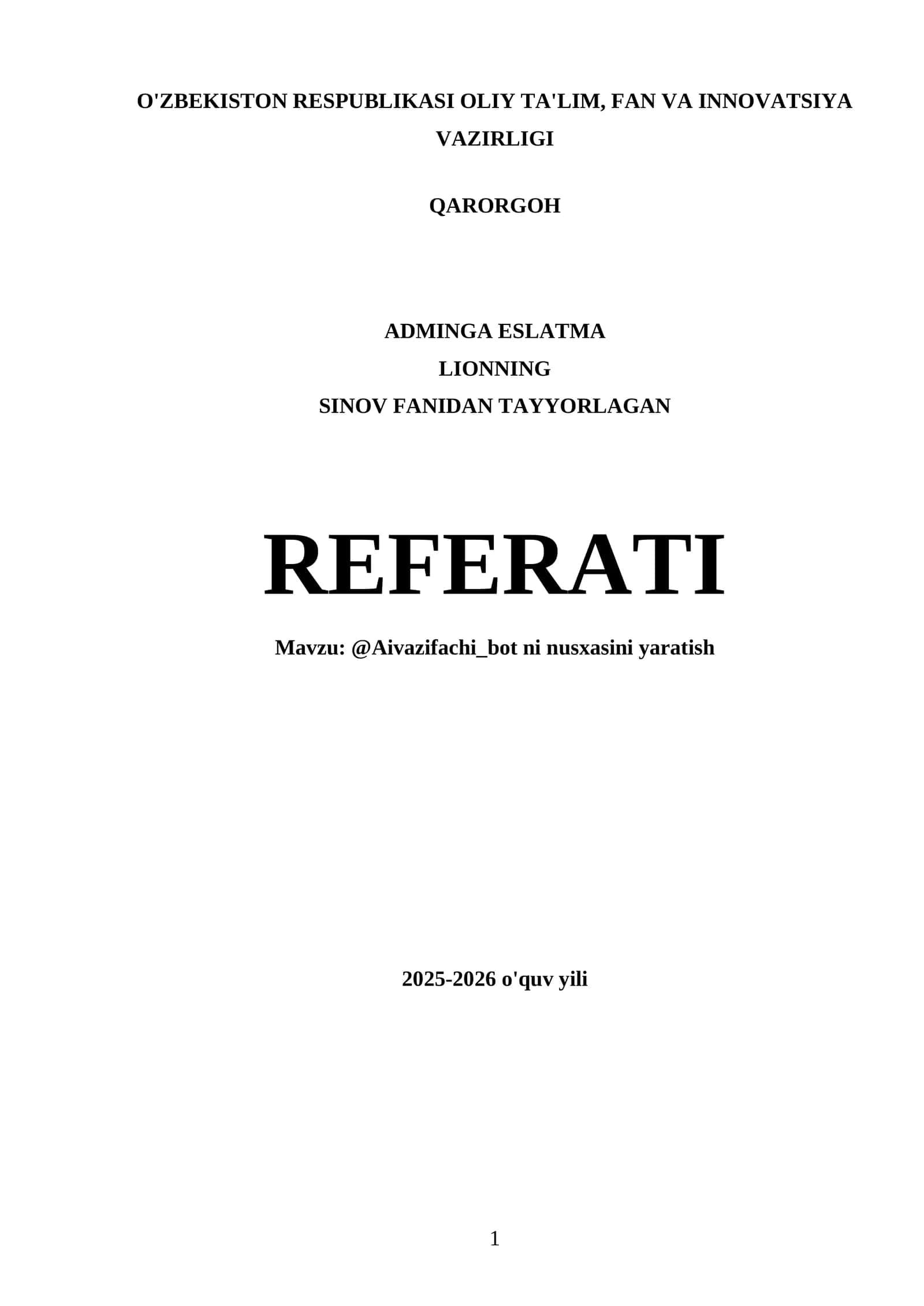 Referatni yaratish 1