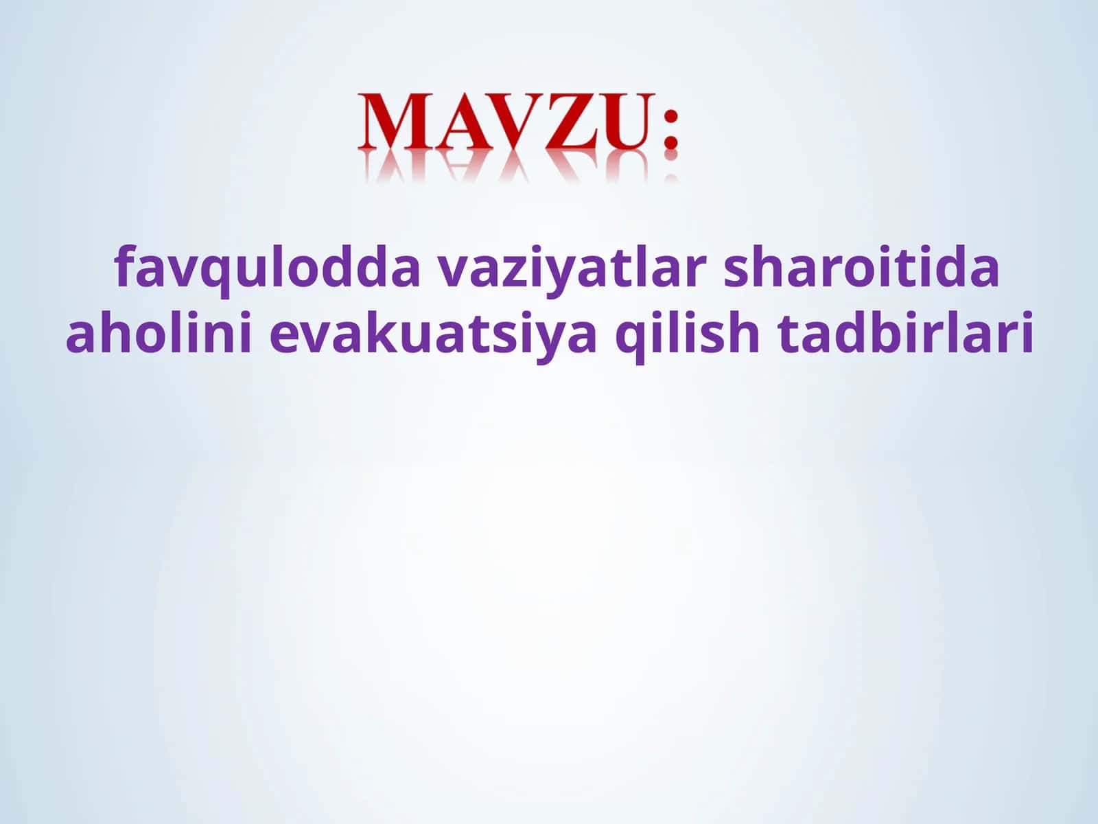 favqulodda vaziyatlar sharoitida aholini evakuatsiya qilish tadbirlari 1