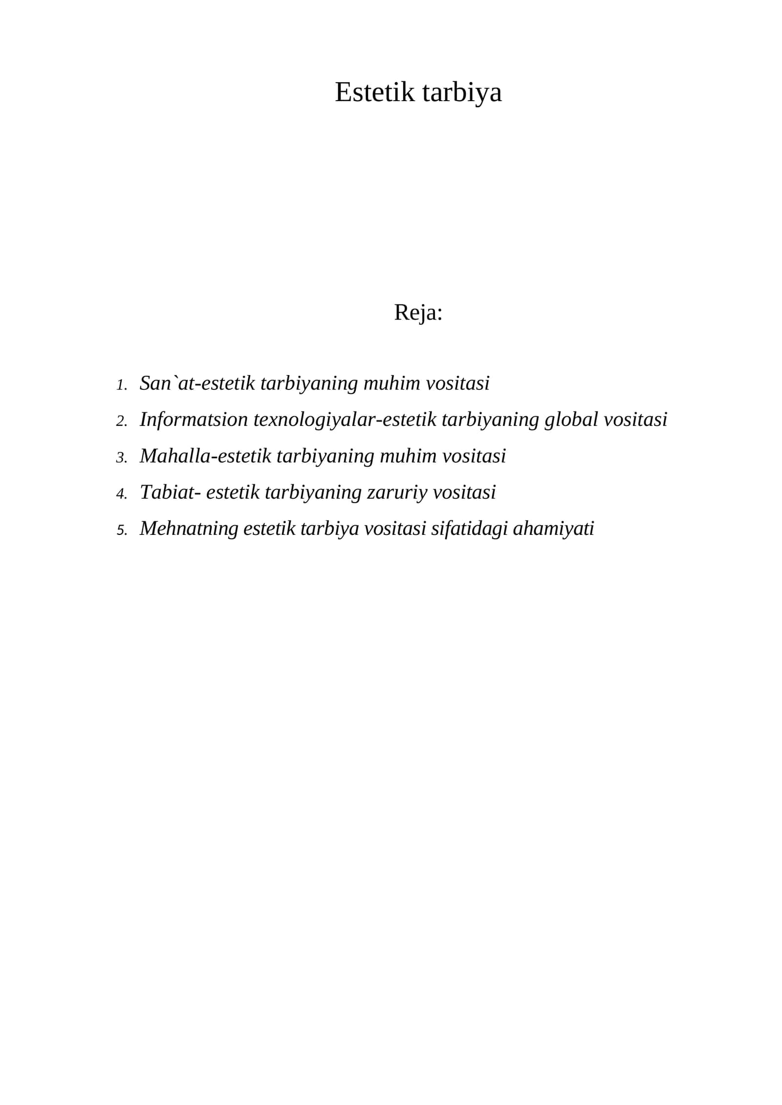 Estetik tarbiya 1