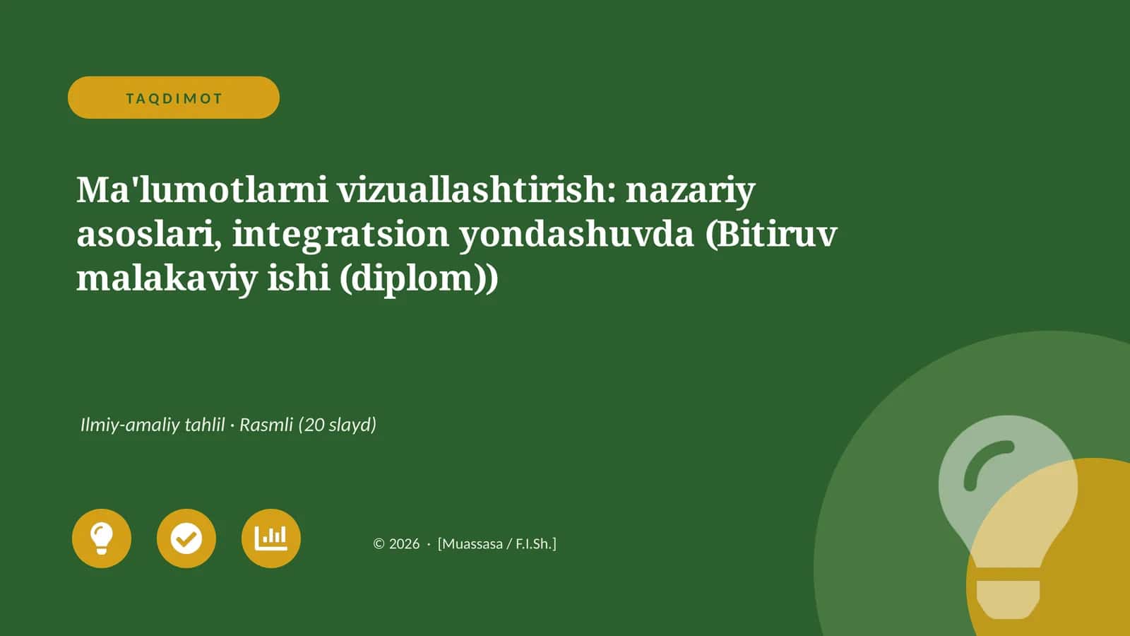 Ma'lumotlarni vizuallashtirish: nazariy asoslari, integratsion yondashuvda (Bitiruv malakaviy ishi (diplom)) 1