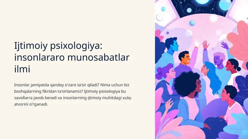 Ijtimoiy psixologiya: insonlararo munosabatlar ilmi 1
