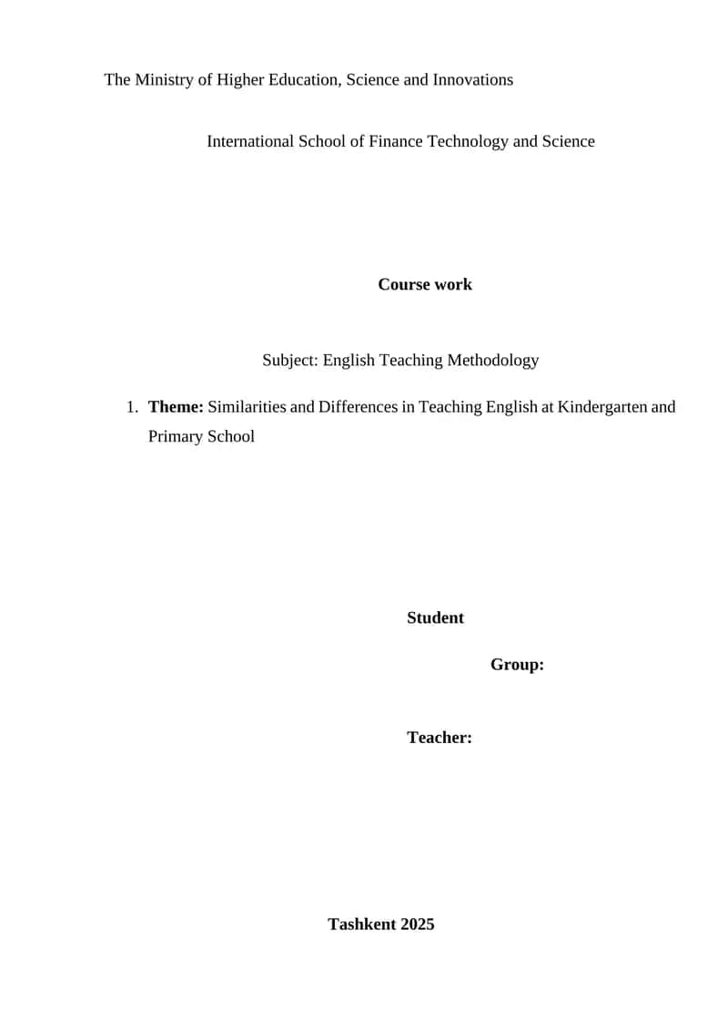English Teaching Methodology Course 1