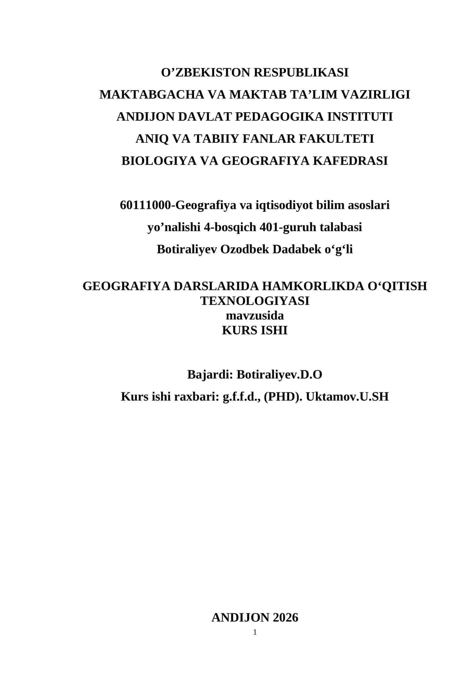 GEOGRAFIYA DARSLARIDA HAMKORLIKDA O‘QITISH TEXNOLOGIYASI 1