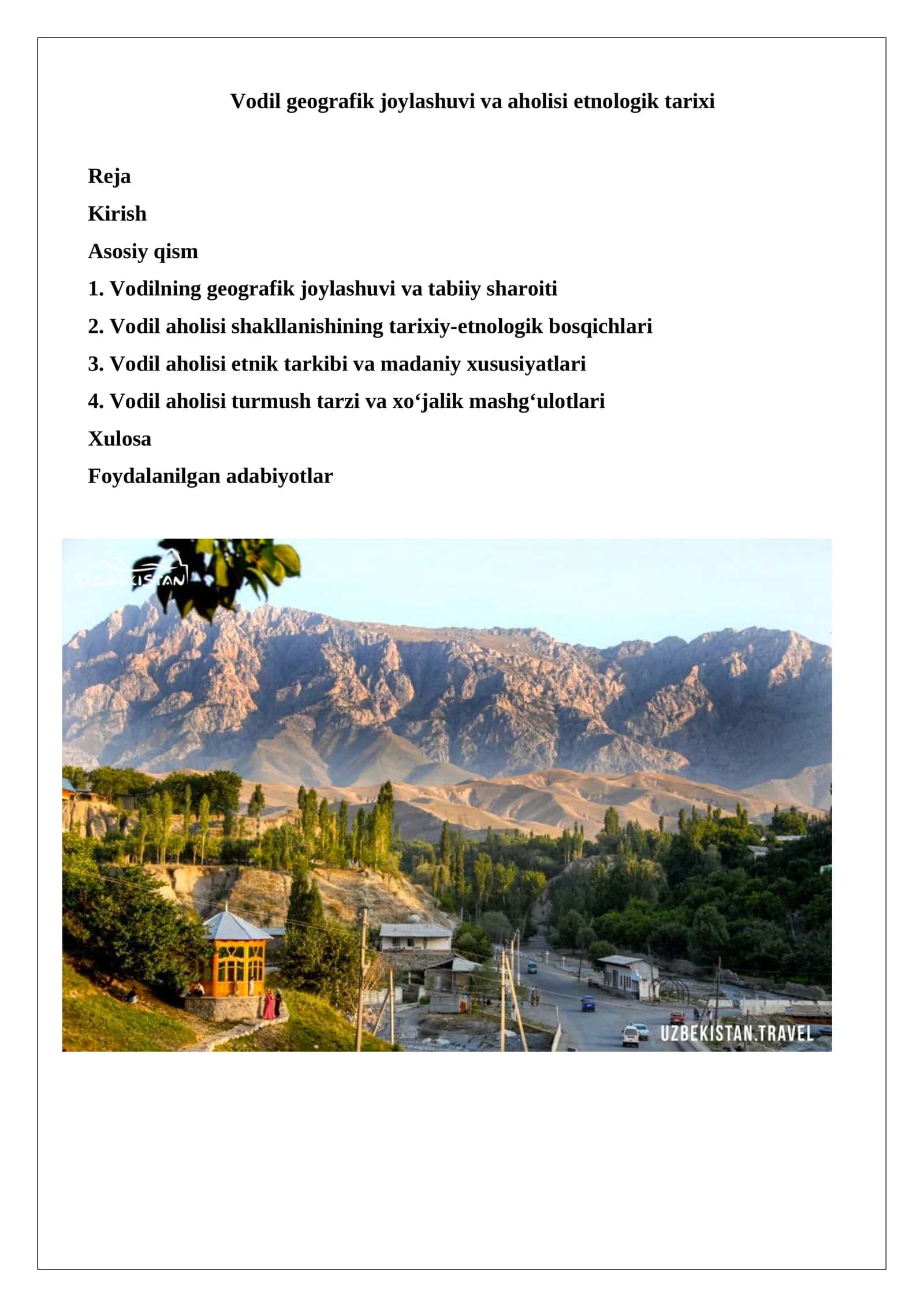 Vodil geografik joylashuvi va aholisi etnologik tarixi 1