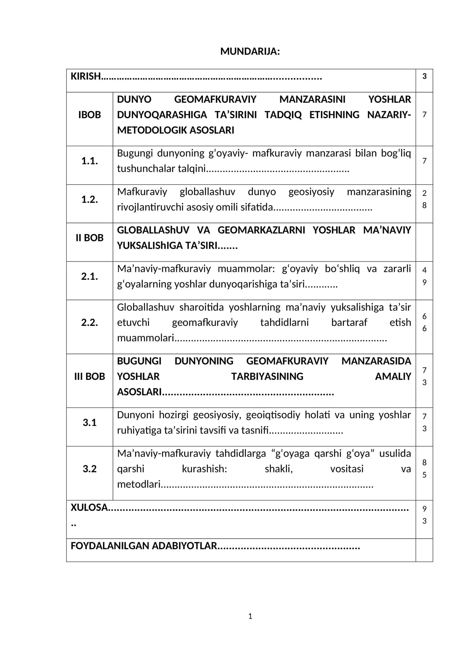 DUNYO GEOMAFKURAVIY MANZARASINI YOSHLAR DUNYOQARASHIGA TA’SIRINI TADQIQ ETISHNING NAZARIY-METODOLOGIK ASOSLARI 1