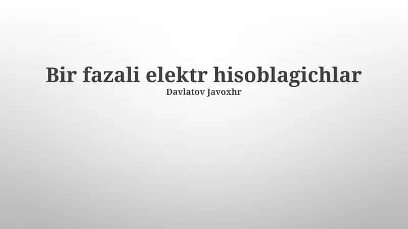 Bir fazali elektr hisoblagichlar 1