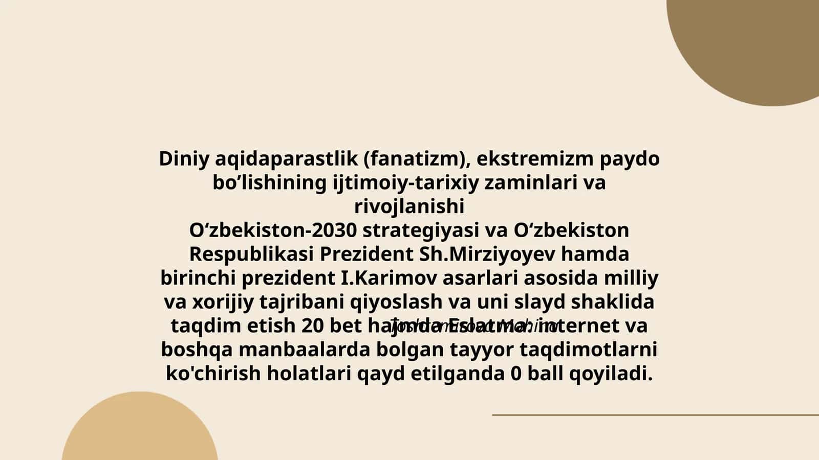 Diniy aqidaparastlik (fanatizm), ekstremizm paydo bo’lishining ijtimoiy-tarixiy zaminlari va rivojlanishi 1
